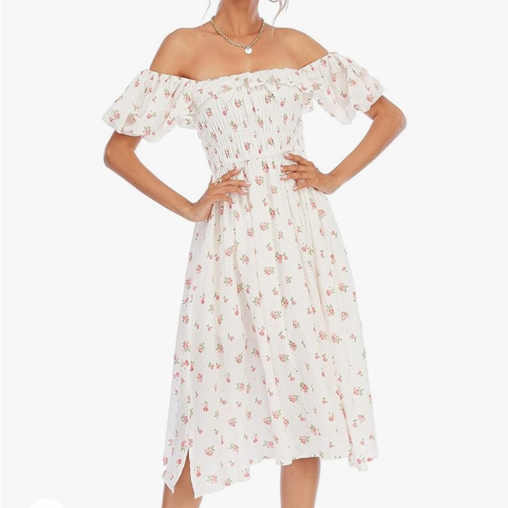 NWT R.Vivimos Summer Floral Print Puff Sleeves Vintage Ruffles Midi Dress size M - Picture 4 of 12